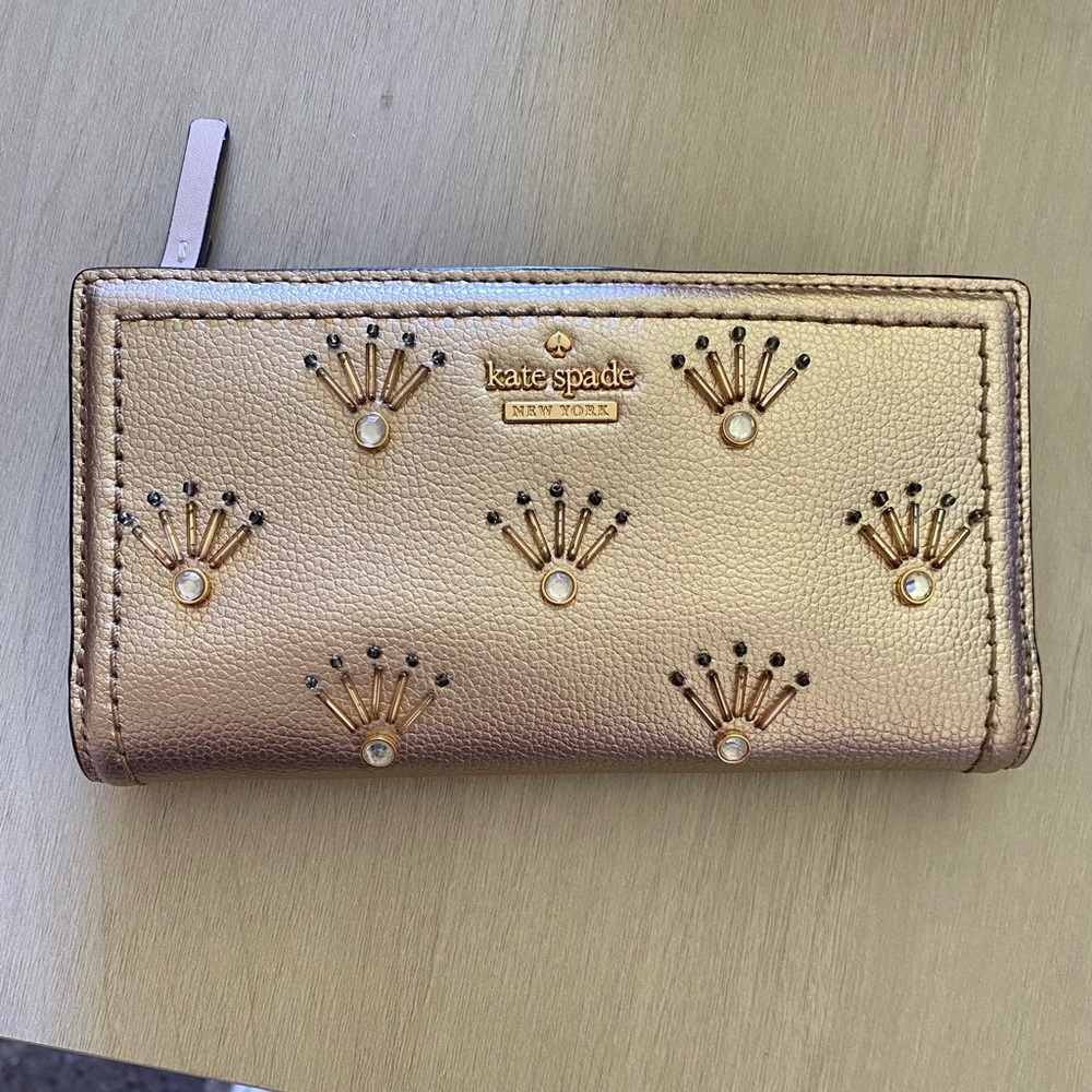 Kate Spade- Patterson Drive - Embellished Wallet- Metallic Blush